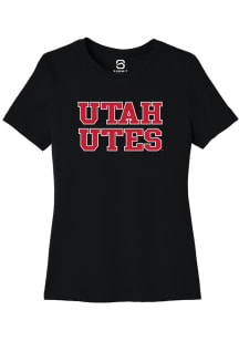 Summit Sportswear Utah Utes Womens Black Straight Block Short Sleeve T-Shirt