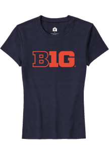 Rally Big Ten Womens Orange Primary Logo Short Sleeve T-Shirt
