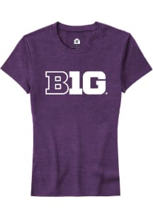 Rally Big Ten Womens Purple Primary Logo Classic Short Sleeve T-Shirt