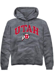 Rally Utah Utes Mens Charcoal Arch Logo Long Sleeve Hoodie
