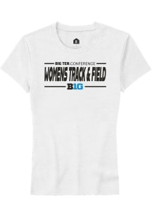 Rally Big Ten Womens White Womens Track & Field Short Sleeve T-Shirt