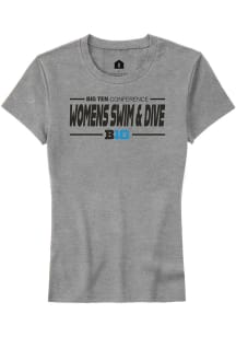 Rally Big Ten Womens Grey Womens Swimming & Diving Short Sleeve T-Shirt