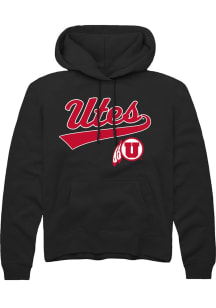 Rally Utah Utes Mens Black Tailsweep Long Sleeve Hoodie