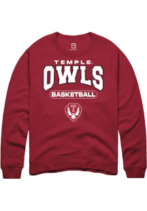 Summit Sportswear Temple Owls Mens Cardinal Basketball Long Sleeve Crew Sweatshirt