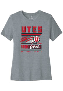Summit Sportswear Utah Utes Womens Grey Retro Short Sleeve T-Shirt