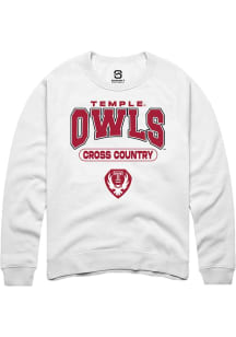 Summit Sportswear Temple Owls Mens White Cross Country Long Sleeve Crew Sweatshirt
