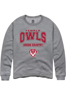 Summit Sportswear Temple Owls Mens Grey Cross Country Long Sleeve Crew Sweatshirt