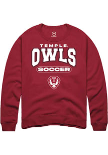 Summit Sportswear Temple Owls Mens Cardinal Soccer Long Sleeve Crew Sweatshirt