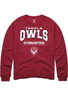 Summit Sportswear Temple Owls Mens Cardinal Gymnastics Long Sleeve Crew Sweatshirt