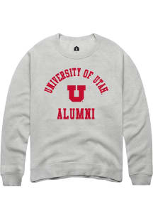 Rally Utah Utes Mens Ash Alumni Arch Long Sleeve Crew Sweatshirt