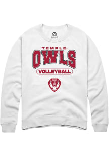 Summit Sportswear Temple Owls Mens White Volleyball Long Sleeve Crew Sweatshirt
