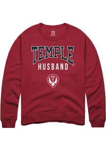 Summit Sportswear Temple Owls Mens Cardinal Husband Long Sleeve Crew Sweatshirt
