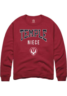 Summit Sportswear Temple Owls Mens Cardinal Niece Long Sleeve Crew Sweatshirt