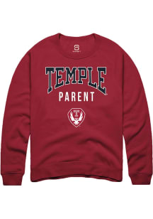 Summit Sportswear Temple Owls Mens Cardinal Parent Long Sleeve Crew Sweatshirt