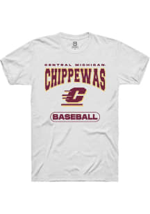 Summit Sportswear Central Michigan Chippewas White Baseball Short Sleeve T Shirt