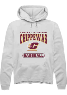 Summit Sportswear Central Michigan Chippewas Mens White Baseball Long Sleeve Hoodie