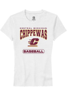 Summit Sportswear Central Michigan Chippewas Womens White Baseball Short Sleeve T-Shirt