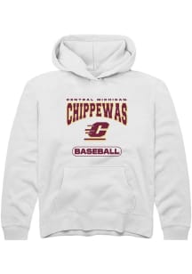 Summit Sportswear Central Michigan Chippewas Youth White Baseball Long Sleeve Hoodie