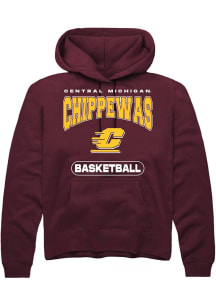Summit Sportswear Central Michigan Chippewas Mens Maroon Basketball Long Sleeve Hoodie