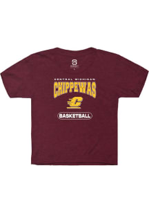 Summit Sportswear Central Michigan Chippewas Youth Maroon Basketball Short Sleeve T-Shirt