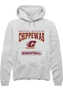 Summit Sportswear Central Michigan Chippewas Mens White Basketball Long Sleeve Hoodie