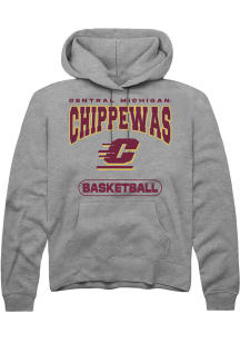 Summit Sportswear Central Michigan Chippewas Mens Grey Basketball Long Sleeve Hoodie