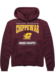 Summit Sportswear Central Michigan Chippewas Mens Maroon Cross Country Long Sleeve Hoodie