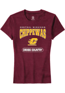 Summit Sportswear Central Michigan Chippewas Womens Maroon Cross Country Short Sleeve T-Shirt