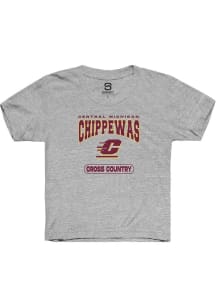 Summit Sportswear Central Michigan Chippewas Youth Grey Cross Country Short Sleeve T-Shirt