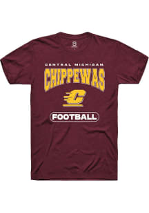 Summit Sportswear Central Michigan Chippewas Maroon Football Short Sleeve T Shirt