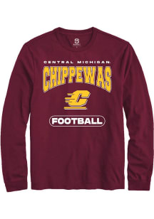 Summit Sportswear Central Michigan Chippewas Maroon Football Long Sleeve T Shirt