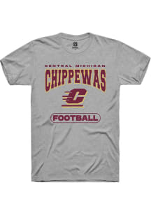 Summit Sportswear Central Michigan Chippewas Grey Football Short Sleeve T Shirt