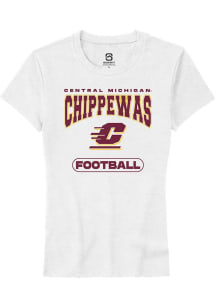 Summit Sportswear Central Michigan Chippewas Womens White Football Short Sleeve T-Shirt