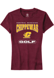 Summit Sportswear Central Michigan Chippewas Womens Maroon Golf Short Sleeve T-Shirt