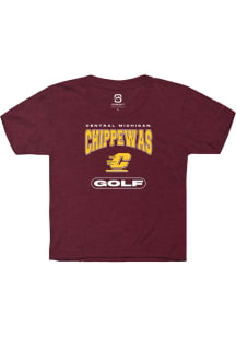 Summit Sportswear Central Michigan Chippewas Youth Maroon Golf Short Sleeve T-Shirt