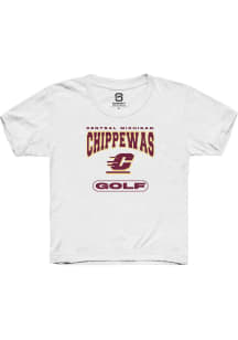 Summit Sportswear Central Michigan Chippewas Youth White Golf Short Sleeve T-Shirt