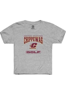 Summit Sportswear Central Michigan Chippewas Youth Grey Golf Short Sleeve T-Shirt