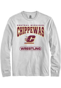Summit Sportswear Central Michigan Chippewas White Wrestling Long Sleeve T Shirt