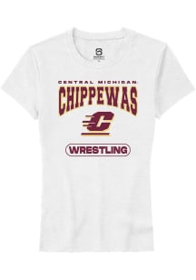 Summit Sportswear Central Michigan Chippewas Womens White Wrestling Short Sleeve T-Shirt