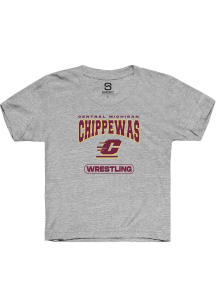 Summit Sportswear Central Michigan Chippewas Youth Grey Wrestling Short Sleeve T-Shirt