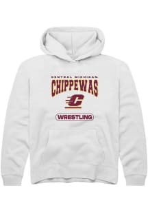 Summit Sportswear Central Michigan Chippewas Youth White Wrestling Long Sleeve Hoodie