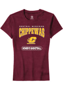Summit Sportswear Central Michigan Chippewas Womens Maroon Women's Basketball Short Sleeve T-Shirt