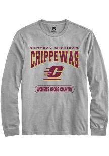 Summit Sportswear Central Michigan Chippewas Grey Women's Cross Country Long Sleeve T Shirt