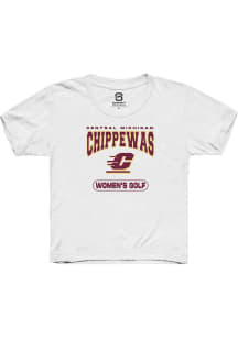 Summit Sportswear Central Michigan Chippewas Youth White Women's Golf Short Sleeve T-Shirt
