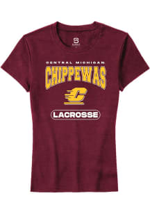 Summit Sportswear Central Michigan Chippewas Womens Maroon Lacrosse Short Sleeve T-Shirt