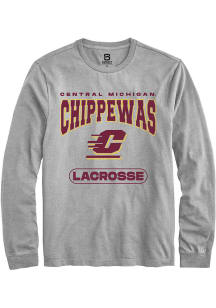 Summit Sportswear Central Michigan Chippewas Grey Lacrosse Long Sleeve T Shirt