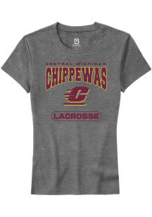 Summit Sportswear Central Michigan Chippewas Womens Grey Lacrosse Short Sleeve T-Shirt