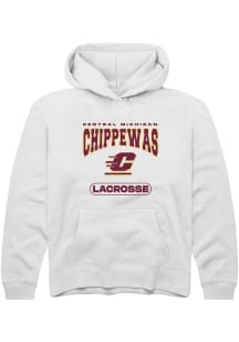 Summit Sportswear Central Michigan Chippewas Youth White Lacrosse Long Sleeve Hoodie