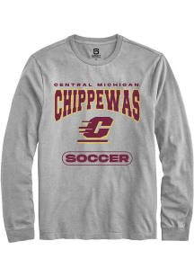 Summit Sportswear Central Michigan Chippewas Grey Soccer Long Sleeve T Shirt