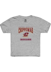 Summit Sportswear Central Michigan Chippewas Youth Grey Soccer Short Sleeve T-Shirt